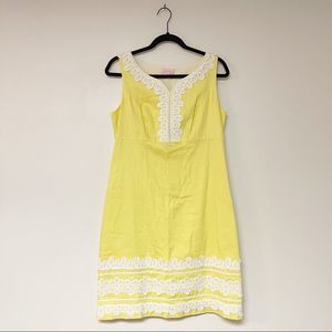 Lilly Pulitzer Yellow Midi Dress with White Lace